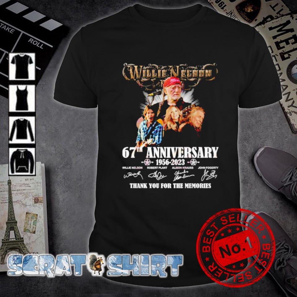Funny willie Nelson 67th anniversary 1956 2023 thank you for the memories signatures shirt